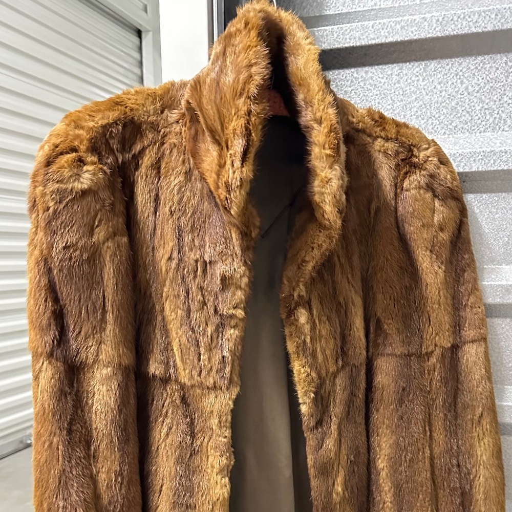 Vintage Genuine Mink Fur Coat – Brown with Satin Lining